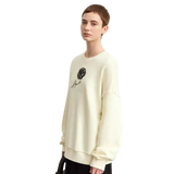 Women's Cotton Rose Embroidery Sweatshirt - Minimalist Autumn Pullover