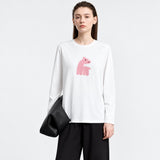 Women's Minimalist Cotton Long Sleeve T-Shirt | Casual O-Neck Top