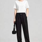 Women's Minimalist Loose Patchwork Pants - Casual Streetwear