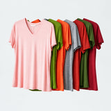 Women's Minimalist V-Neck T-Shirt - Slim Fit Summer Casual Top