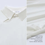 Women's Chinese Style Cotton T-Shirt - Pleated Waist Summer Top