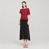 Minimalist Boat Neck Slim Fit Asymmetric Tee - Luxury Summer Top