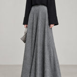 Knitted A-Line Long Skirt - Elegant Autumn Solid Color Fashion