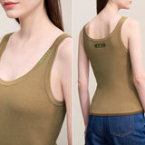 Women's Slim Knitted Camisole - U-Neck Jacquard Letter Vest Top