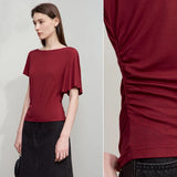 Minimalist Boat Neck Slim Fit Asymmetric Tee - Luxury Summer Top