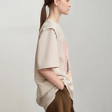 Minimalist Art Print T-Shirt - Loose Casual Women's Top