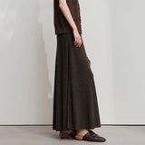 Knitted A-Line Long Skirt - Elegant Autumn Solid Color Fashion