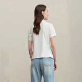 Women's Chinese Style Cotton T-Shirt - Pleated Waist Summer Top