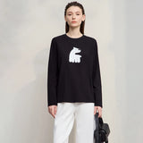 Women's Minimalist Cotton Long Sleeve T-Shirt | Casual O-Neck Top