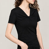 Women's V-Neck Modal Cotton T-Shirt - Slim Fit Minimalist Summer Top