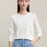 Women's Cotton Long Sleeve T-Shirt - Printed Round Neck Top