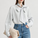 Women's Striped Cotton Blouse - Loose Autumn Longline Shirt