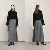 Knitted A-Line Long Skirt - Elegant Autumn Solid Color Fashion