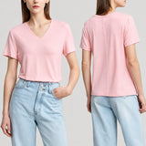 Women's Minimalist V-Neck T-Shirt - Slim Fit Summer Casual Top