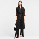 Women's Mulberry Silk Wrap Coat - Minimalist Chinese Style Jacket