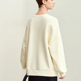 Women's Cotton Rose Embroidery Sweatshirt - Minimalist Autumn Pullover