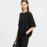 Women's Loose Embroidered T-Shirt - Minimal Casual Commuter Top