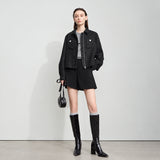 Women's Elegant Tweed Jacket - Classic Autumn Zipper Coat