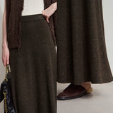 Knitted A-Line Long Skirt - Elegant Autumn Solid Color Fashion