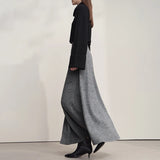 Knitted A-Line Long Skirt - Elegant Autumn Solid Color Fashion